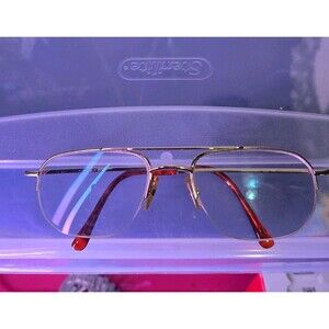 Vintage Halston 83 Eyeglasses FRAME Eyewear Gold Aviator 1/2 Half Rim 83-GLD-140